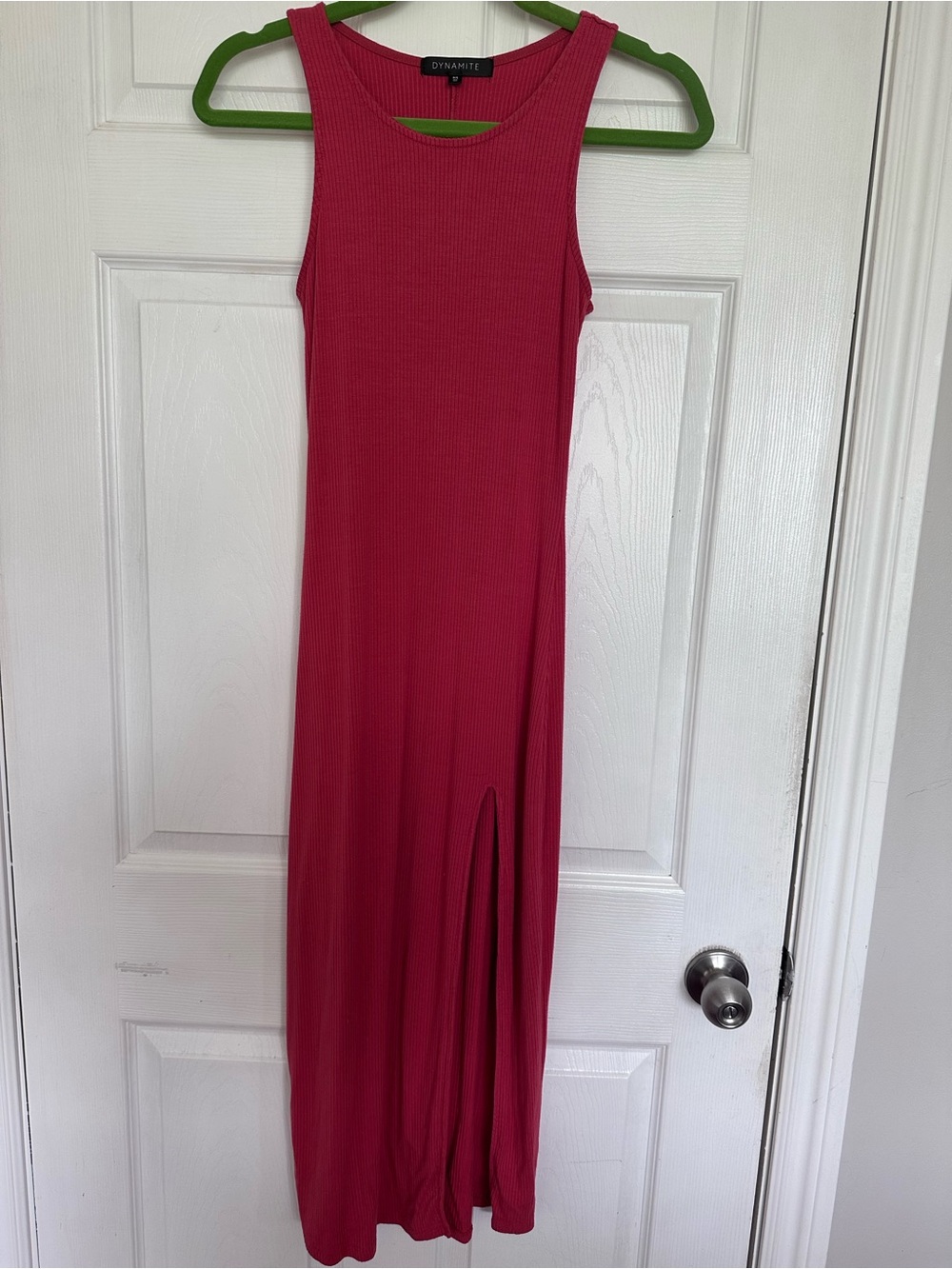 Dynamite Sleeveless Ribbed Maxi Dress in rusty red